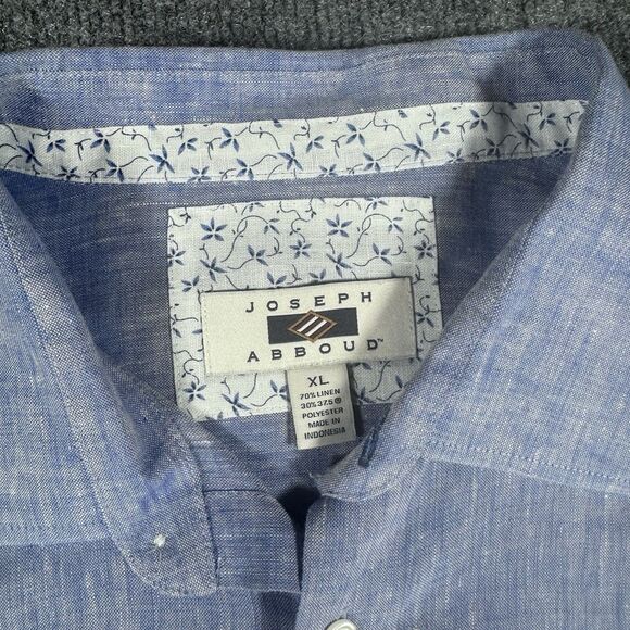Joseph Abboud Linen Long Sleeve Blue Chambray Shirt Men’s XL - Picture 5 of 7